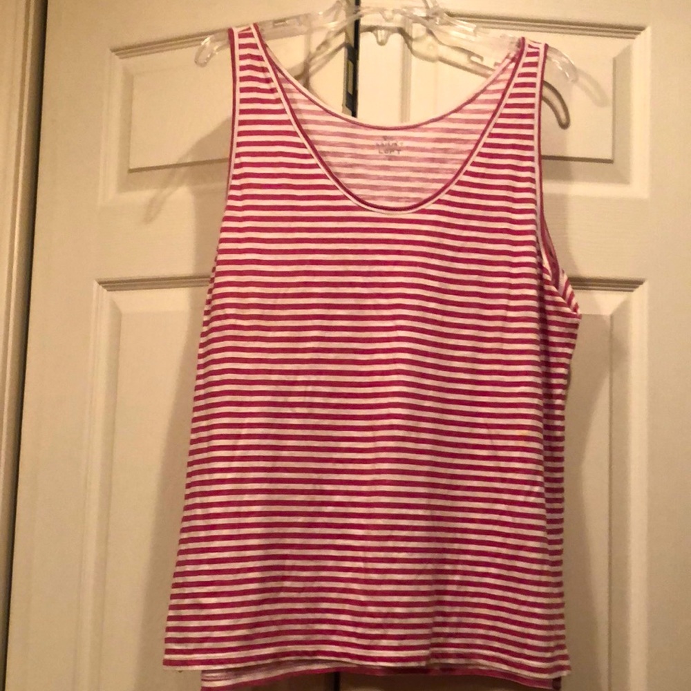 Loft - XLarge - Sunwashed Tank - Scoop neck - Cranberry/White